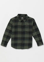 Volcom little youth toddler boys caden flannel plaid button up black green shirt Manitoba Canada