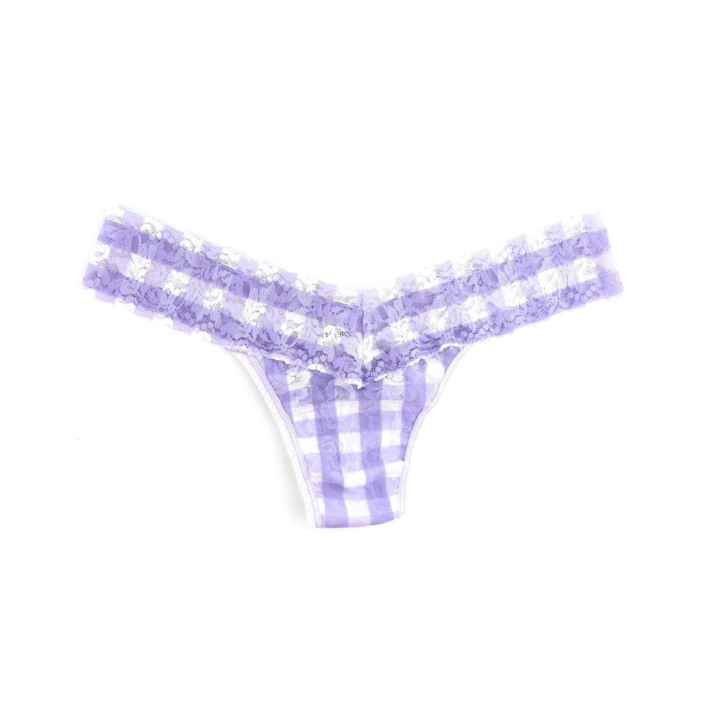 Hanky Panky signature lace soft purple varsity gingham one size comfortable lace thong Manitoba Canada