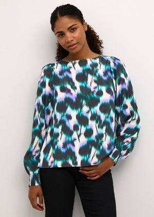 
            
                Load image into Gallery viewer, Kaffe amilia sophisticated digital floral print long sleeve blouse Manitoba Canada
            
        