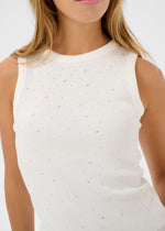 Sparkle, rhinestone, layering tank, high neck sleeveless, white tank, Kaffe Clothing, Fashion Top, Winnipeg, Manitoba, Canada