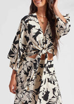 Tribal x 21 Palms wailea leaf print cropped tie front flowy kimono top co-ordinated set resortwear Manitoba Canada
