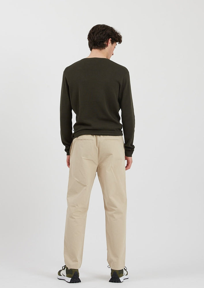 Minimum yason mens organic cotton viscose blend classic crew neck basic everyday sweater dark khaki rosin green Manitoba Canada