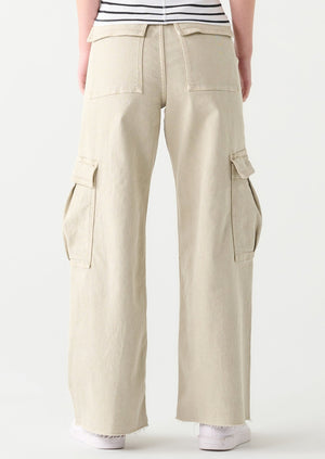 Dex Clothing mid weight beige light tan denim wide leg cargo pocket pant Manitoba Canada