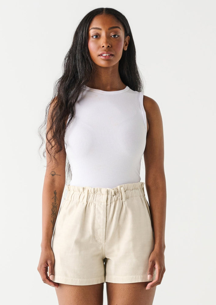 
            
                Load image into Gallery viewer, Dex Clothing 2324303 white basic ribbed knit high neck layering tank top Manitoba Canada
            
        