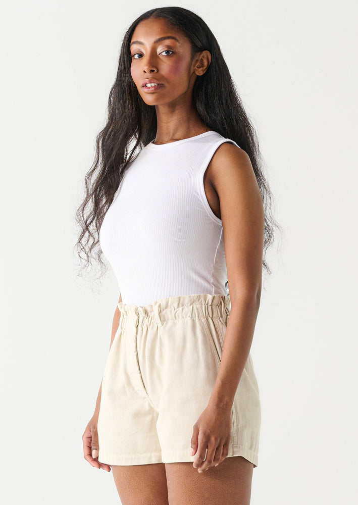 Dex Clothing white bamboo ribbed tank top 