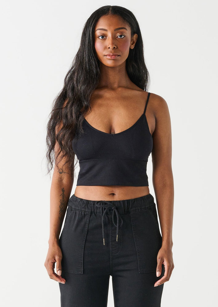 Dex Clothing 2324310 seamless ribbed built in bra cropped black tank top Manitoba Canada