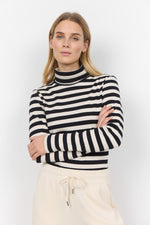 Soya Concept womens black and white striped basic ribbed turtleneck lightweight classic layering essential top Manitoba Canada