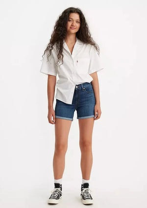 Levi's mid length womens short dark wash roll cuff stop the confusion stretch denim shorts Manitoba Canada