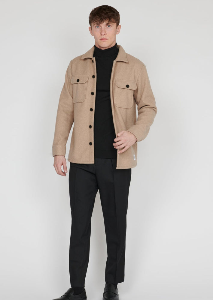 Matinique mens classic everyday business casual damo shirt jacket crockery beige tan Manitoba Canada