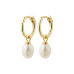 Pilgrim jewelry elegant classic gold plated hoop earrings with freshwater pearl drop Manitoba Canada
