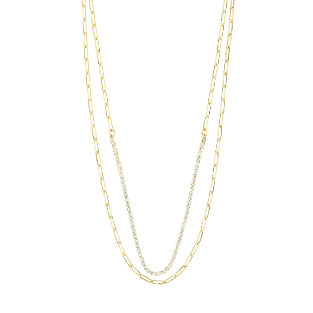 Pilgrim gold 2 in 1 layering necklace set curb chain and crystal chain Manitoba Canada