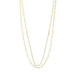 Pilgrim gold 2 in 1 layering necklace set curb chain and crystal chain Manitoba Canada