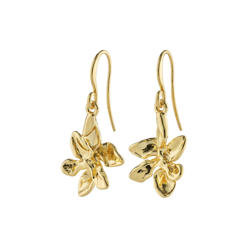 Pilgrim jewelry riko feminine floral pendant drop earrings gold plated Manitoba Canada