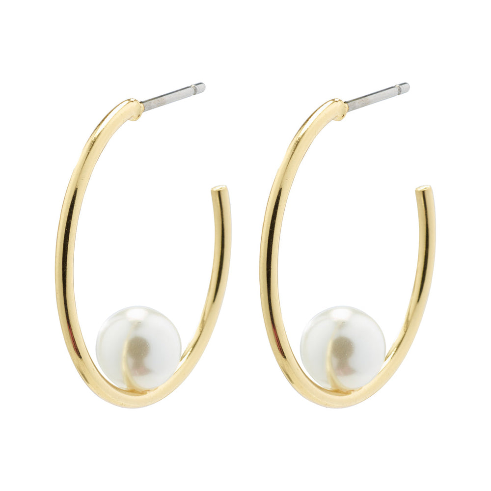 Eline Pearl Hoop Earrings (Gold + Silver)
