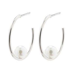 Eline Pearl Hoop Earrings (Gold + Silver)