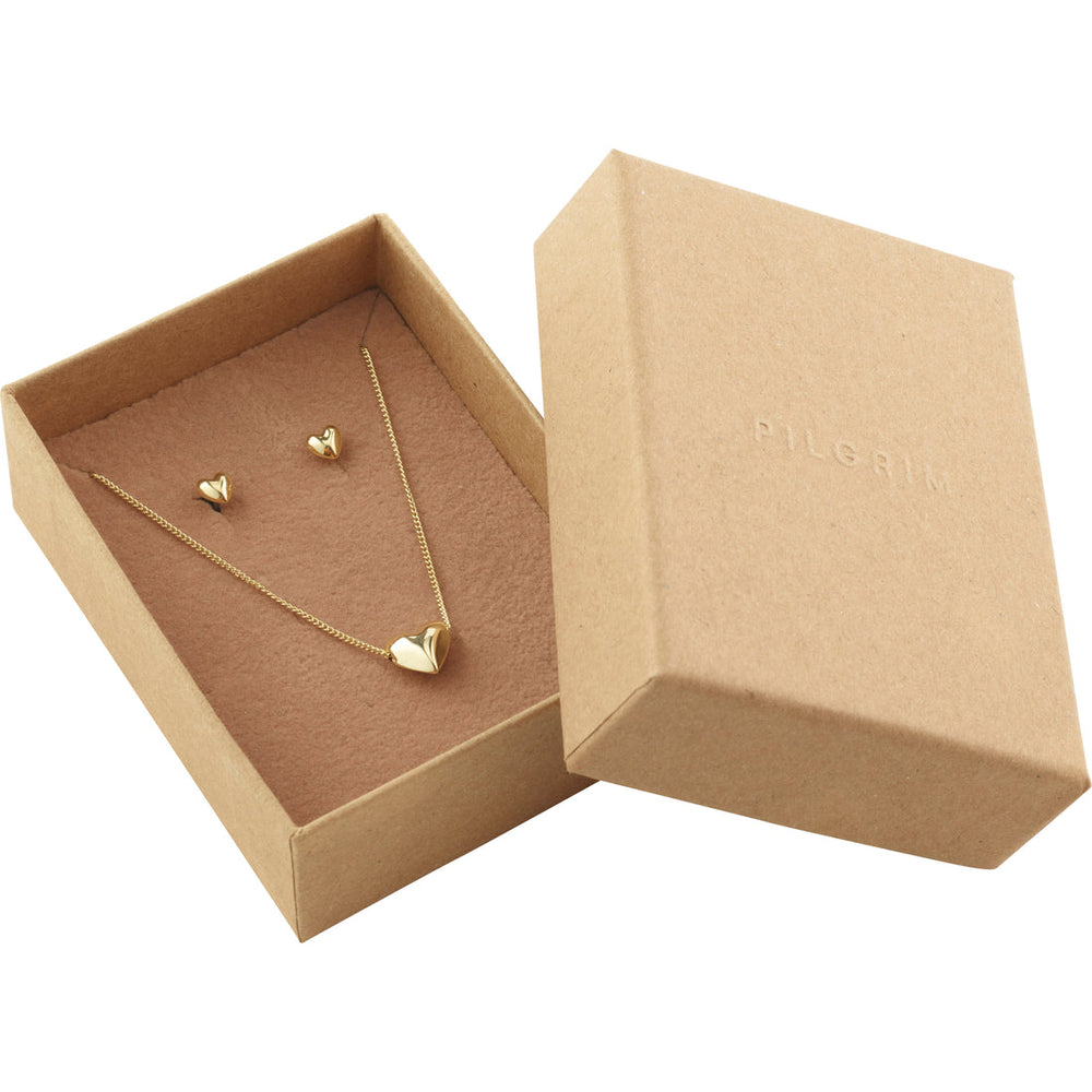 
            
                Load image into Gallery viewer, Pilgrim jewelry gold plated heart pendant and earring gift box set Manitoba Canada
            
        