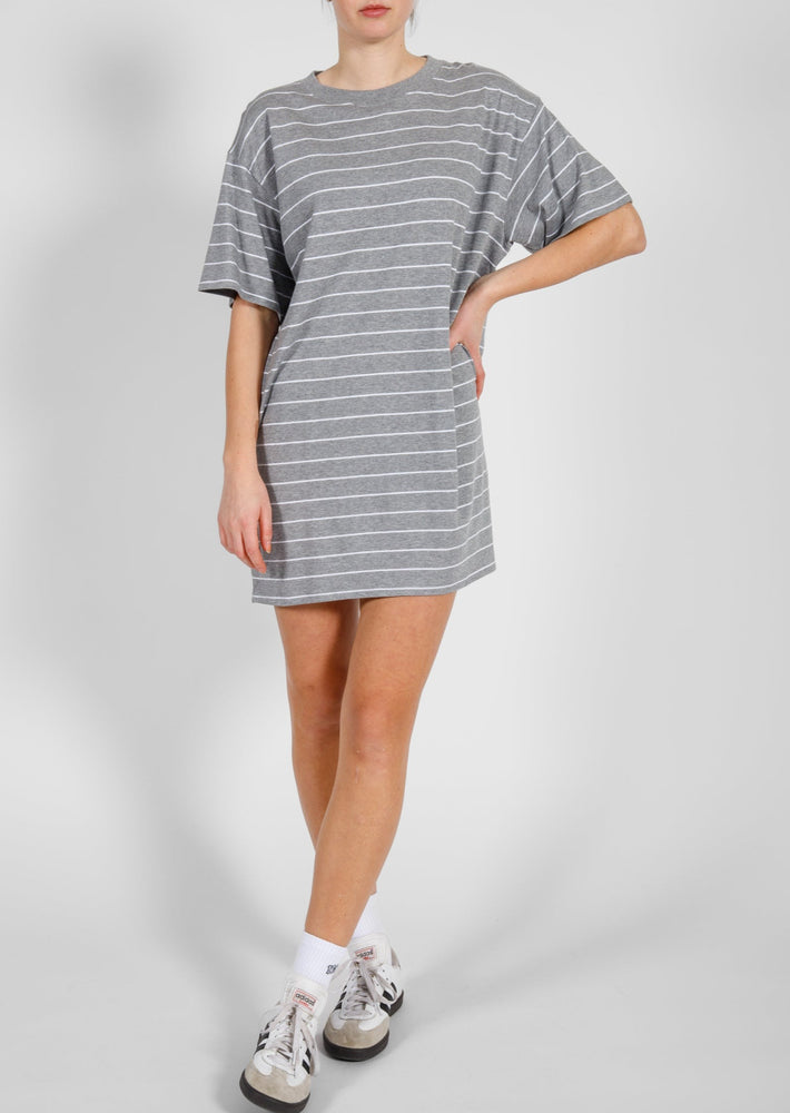 Brunette the label oversized boxy grey/white stripe t-shirt dress Manitoba Canada
