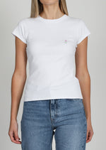 Brunette the Label ribbed knit rose ribbed fitted white pale pink t-shirt Manitoba Canada