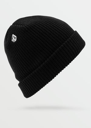 Volcom full stone beanie toque black soft rib knit