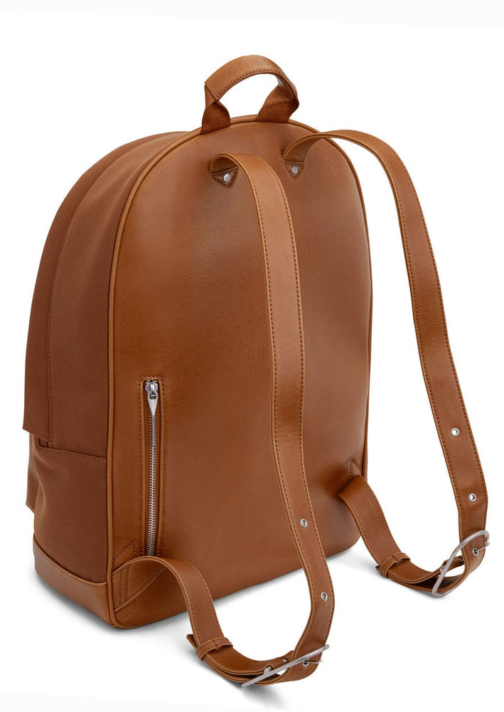 Matt and Nat unisex mens 15" laptop canvas and vegan leather large commuter backpack classic design timeless with pockets chili brown color Manitoba Canada