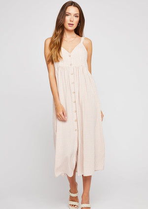 Gentle Fawn Makenzie tuscan gingham button front strappy midi dress Manitoba Canada