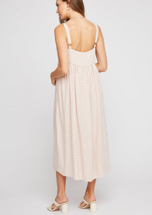 Gentle Fawn light taupe makenzie tuscan gingham midi dress Manitoba Canada