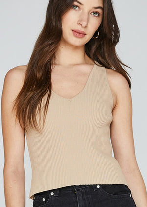 Gentle Fawn Aritzia sculpt knit dupe v-neckline ribbed essential layering tank top sand beige Manitoba Canada 