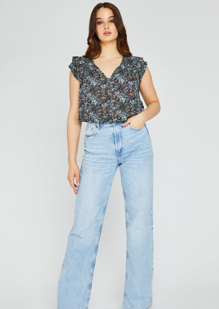 Gentle Fawn giselle feminine ruffle sleeve ditsy midnight floral print blouse Manitoba Canada