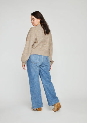 
            
                Load image into Gallery viewer, Gentle Fawn collared napa heather taupe cable knit sweater with collar Manitoba Canada
            
        