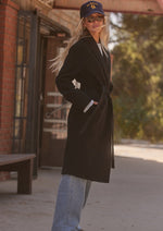 Gentle Fawn x Salty Blonde collab bennet fall trench style coat in black Manitoba Canada