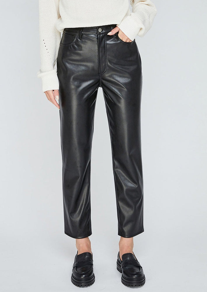 
            
                Load image into Gallery viewer, Gentle Fawn black faux leather carter ankle length straight leg trouser pant Manitoba Canada
            
        