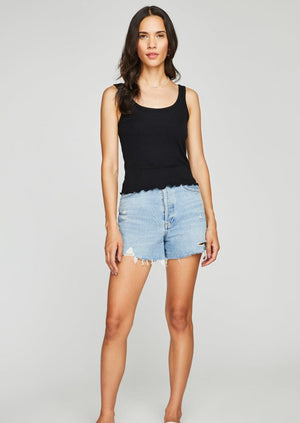 Gentle Fawn Lynne ribbed knit scoop neck basic tank top with ruffle hem feminine Manitoba Canada