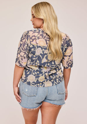 Gentle Fawn alexandra blue floral chiffon designed in Canada blouse Manitoba Canada