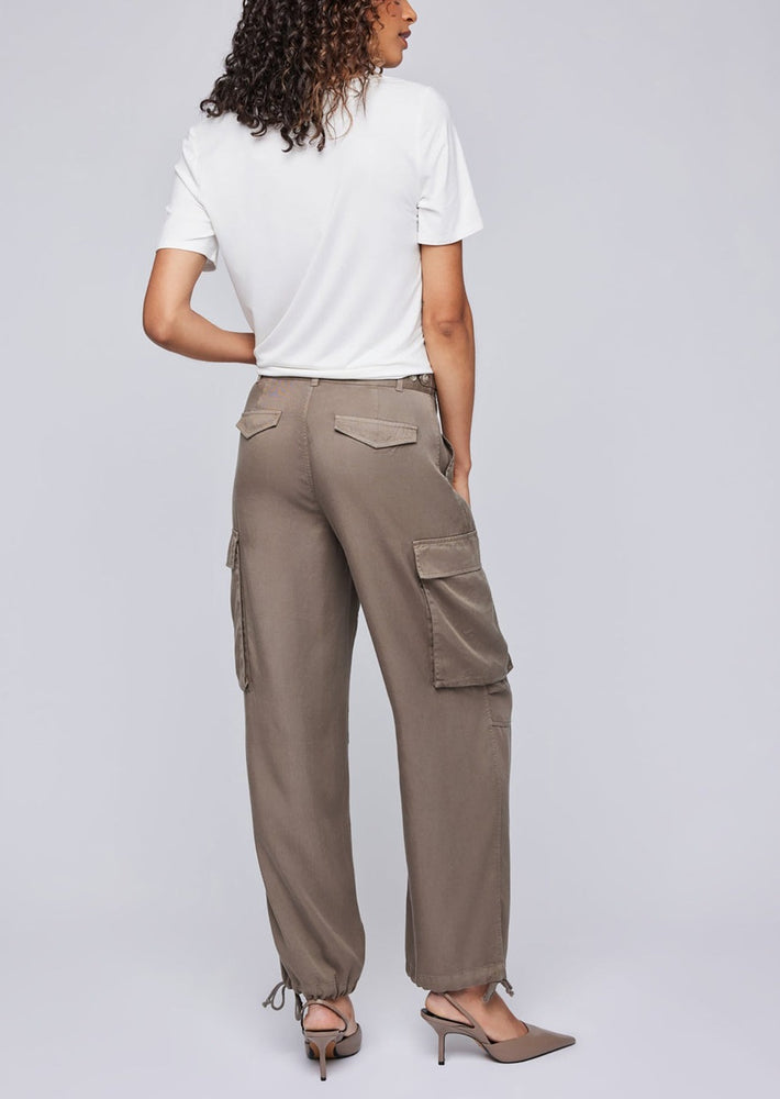 Gentle Fawn avery tencel twill drapey cargo pants with adjustable cinch bottom mid rise olive Manitoba Canada