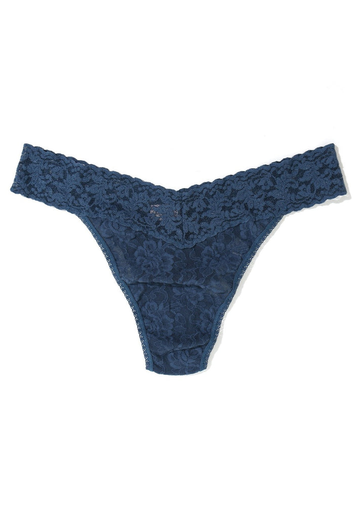 Hanky panky signature lace orignal rise stretch one size fits most thong deep water blue Manitoba Canada