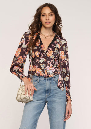 Heartloom hallie winter floral print elevated luxury going out fitted bodice blouse Manitoba Canada
