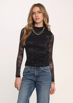 Heartloom Fallon lace top with sheer sleeves black dressy holiday party top Manitoba Canada