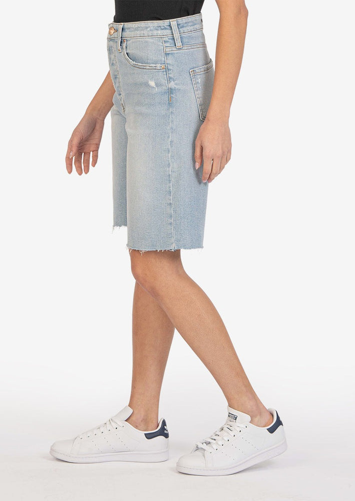 Kut from the kloth rigid low stretch hailey earn light wash loose bermuda jean shorts Manitoba Canada