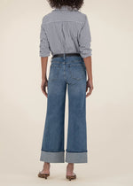 Cropped, Stretch, Wide Leg, Mid Wash, Rinse, Denim, Jean, Zipper, Kut From The Kloth, Roll Cuff, Tacked Cuff, Regular Hem, No Rips, Winnipeg, Manitoba, Canada,  