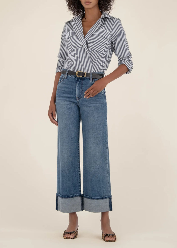 Meg High Rise Fab Ab Wide Leg Roll Up