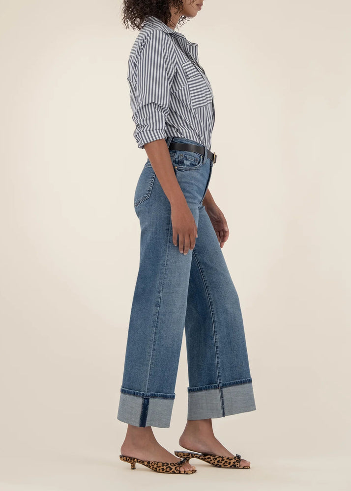 Meg High Rise Fab Ab Wide Leg Roll Up
