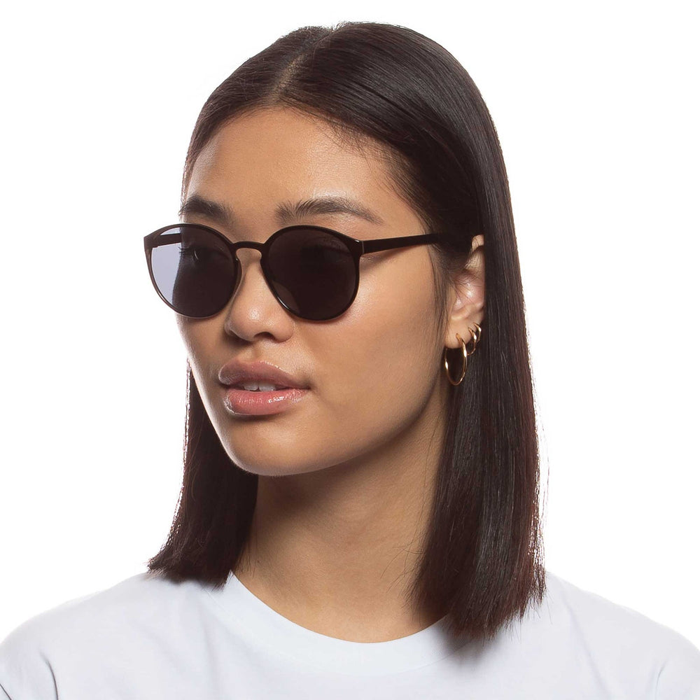 womens unisex le specs swizzle round frame charcoal black plastic frame sunglasses Manitoba Canada