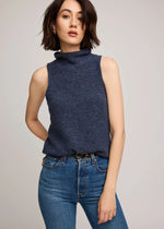 Roll neck, Funnel neck, turtle neck, heather grey, heather blue, textured top, layering knit top, Gentle Fawn, Winnipeg, Manitoba, Canada