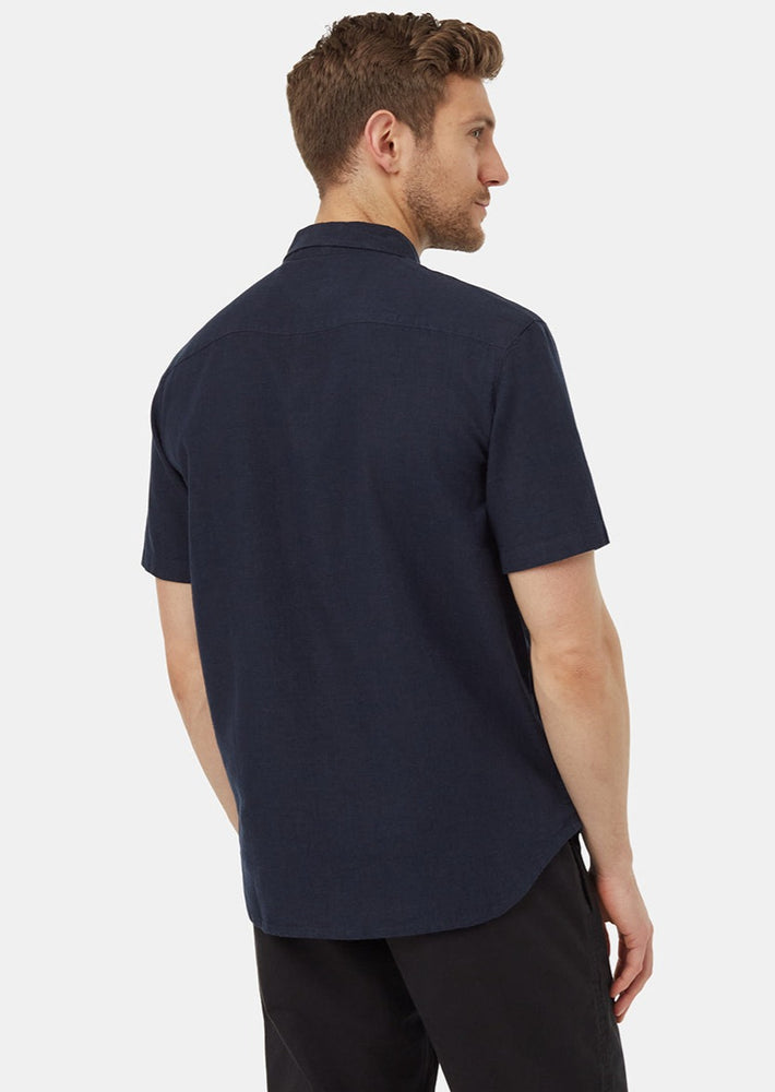 Tentree mens midnight blue hemp button front short sleeve shirt Manitoba Canada