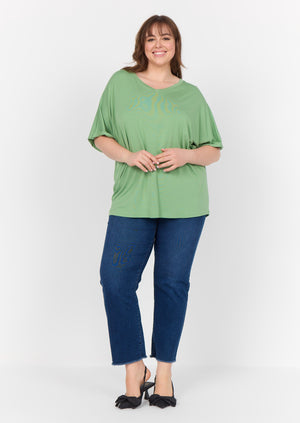 Wasabi concept soya concept bright spring green v-neck basic drapey soft jersey t-shirt Manitoba Canada