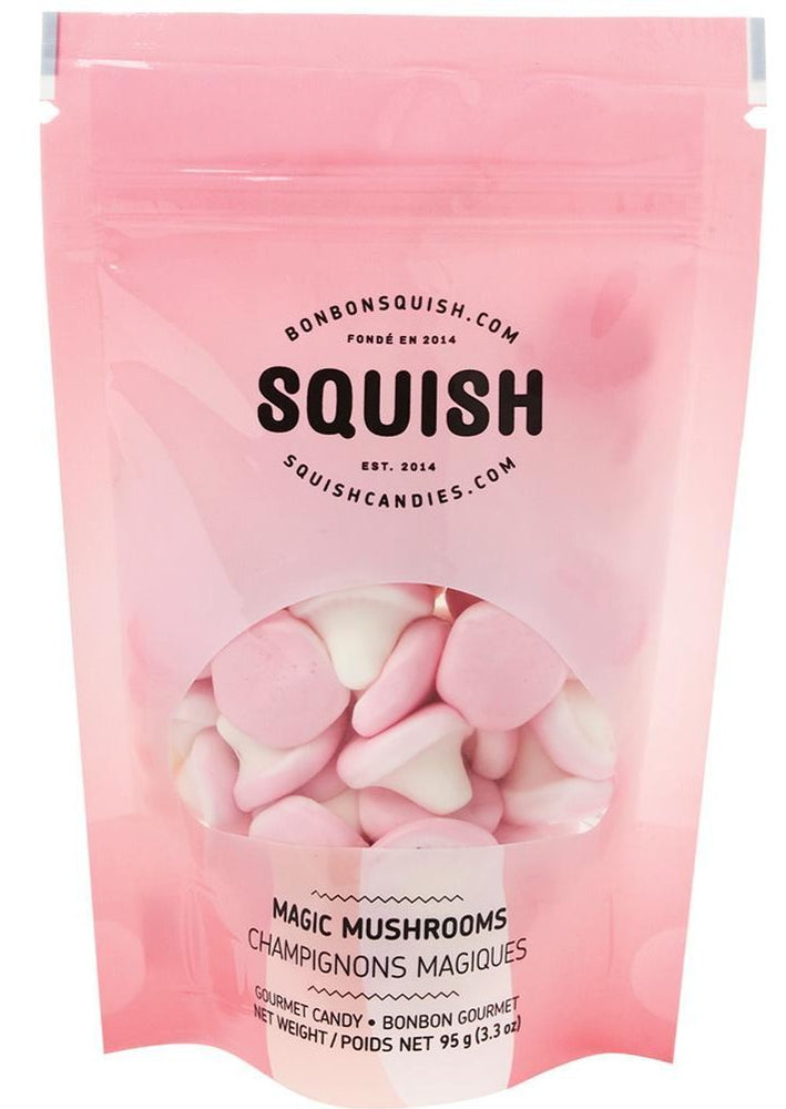 Squish Candies magic mushrooms squishy strawberry lollipop flavoured gummy candies Manitoba Canada