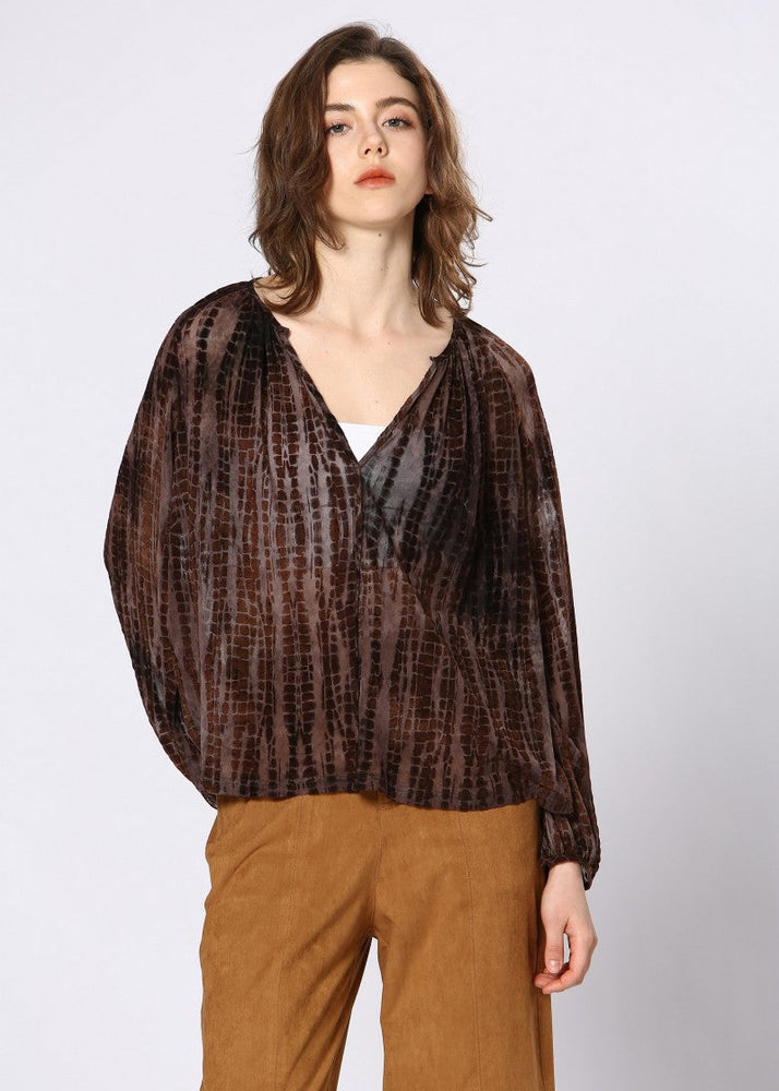 2 tone, sheer fabric, browns, blouse, see u soon, winnipeg, manitoba, canada, canadian boutique