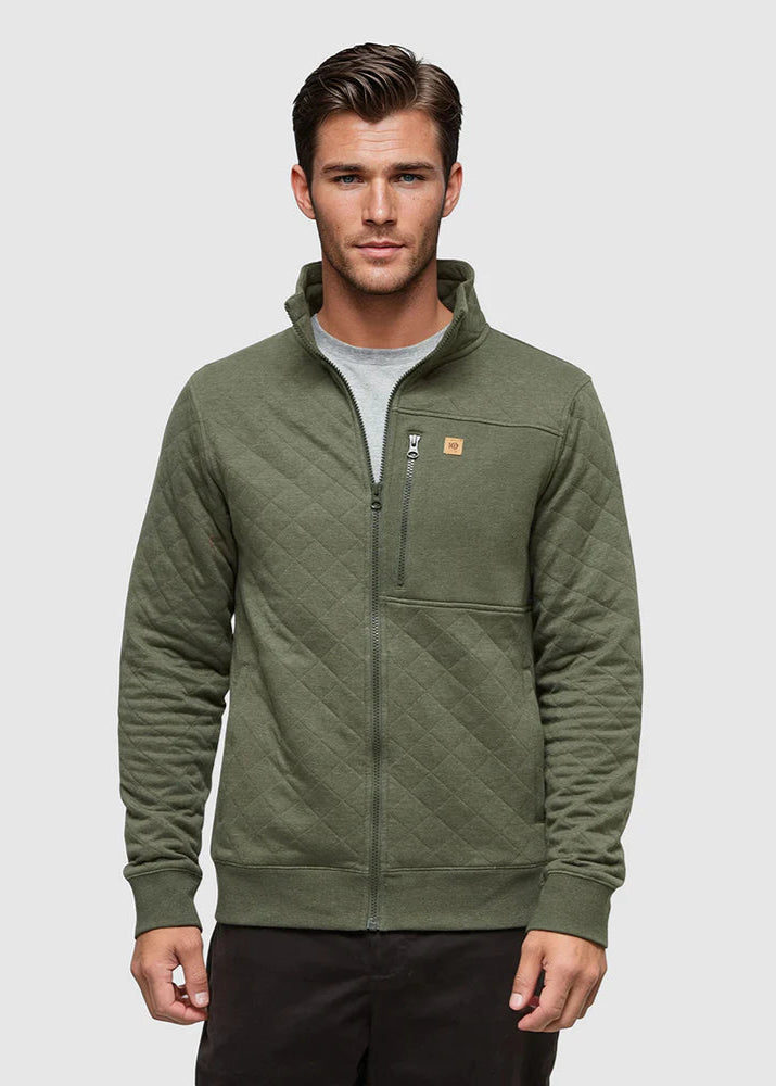 Mens lightweight sweater jacket, shacket, 10 Tree, Olive Green, Thatched, Quilted, Winnipeg, Manitoba, Canada, TenTree