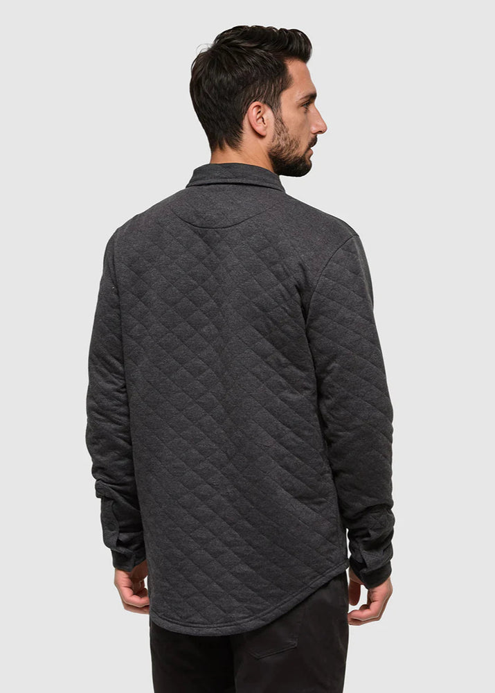 Shacket, Mens, Lightweight Jacket, Snap Button Down, 10 Tree, TenTree, Winnipeg, Manitoba, Canada, Black, Heahered Black, Quilted Jacket