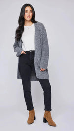 Cardigan, Cocoon Cardigan, Long, Heather Charcoal Grey, Gray, Long Sleeve, Soft, Open Front, Winnipeg, Manitoba, Gentle Fawn